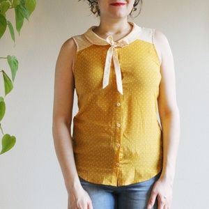 Modcloth polka dot button down blouse